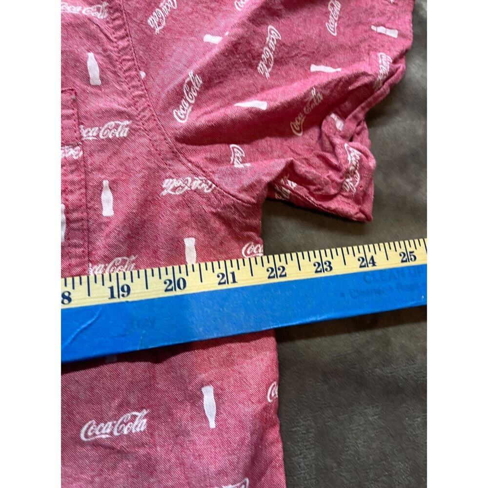 Coca Cola Logo‎ Button Up Shirt Mens XL Red Cotton Collared Short Sleeve Casual - Picture 5 of 6